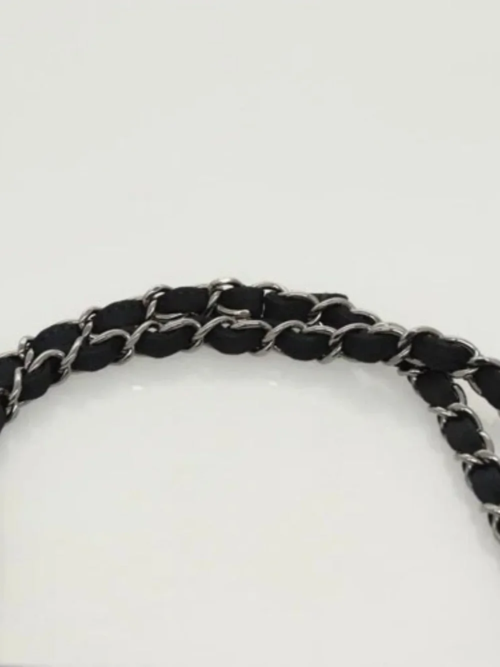 CHANEL Chain Shoulder Bag Nylon Black Silver CC Auth 125969